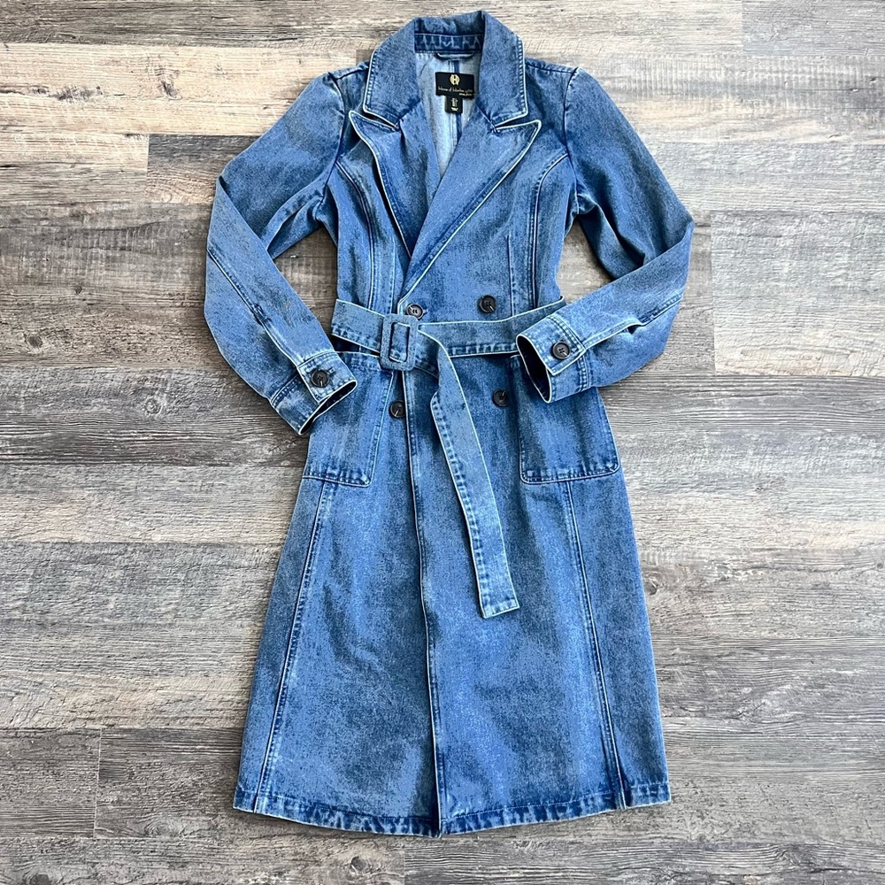 NWOT House of Harlow Denim Trench Coat Size Small